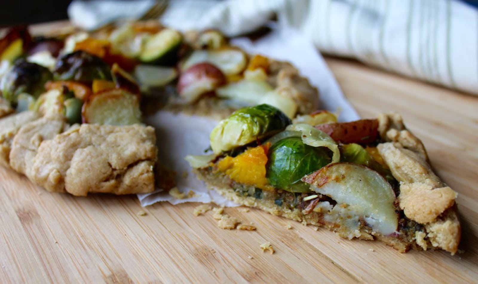 Vegan Whole Wheat Roasted Vegetable and Pesto Galette