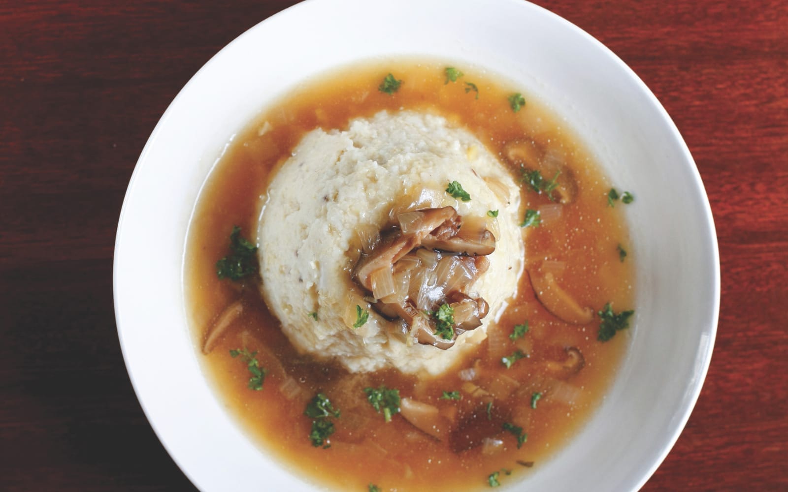 Macrobiotic Millet Cauliflower Mash With Shiitake Gravy&nbsp;