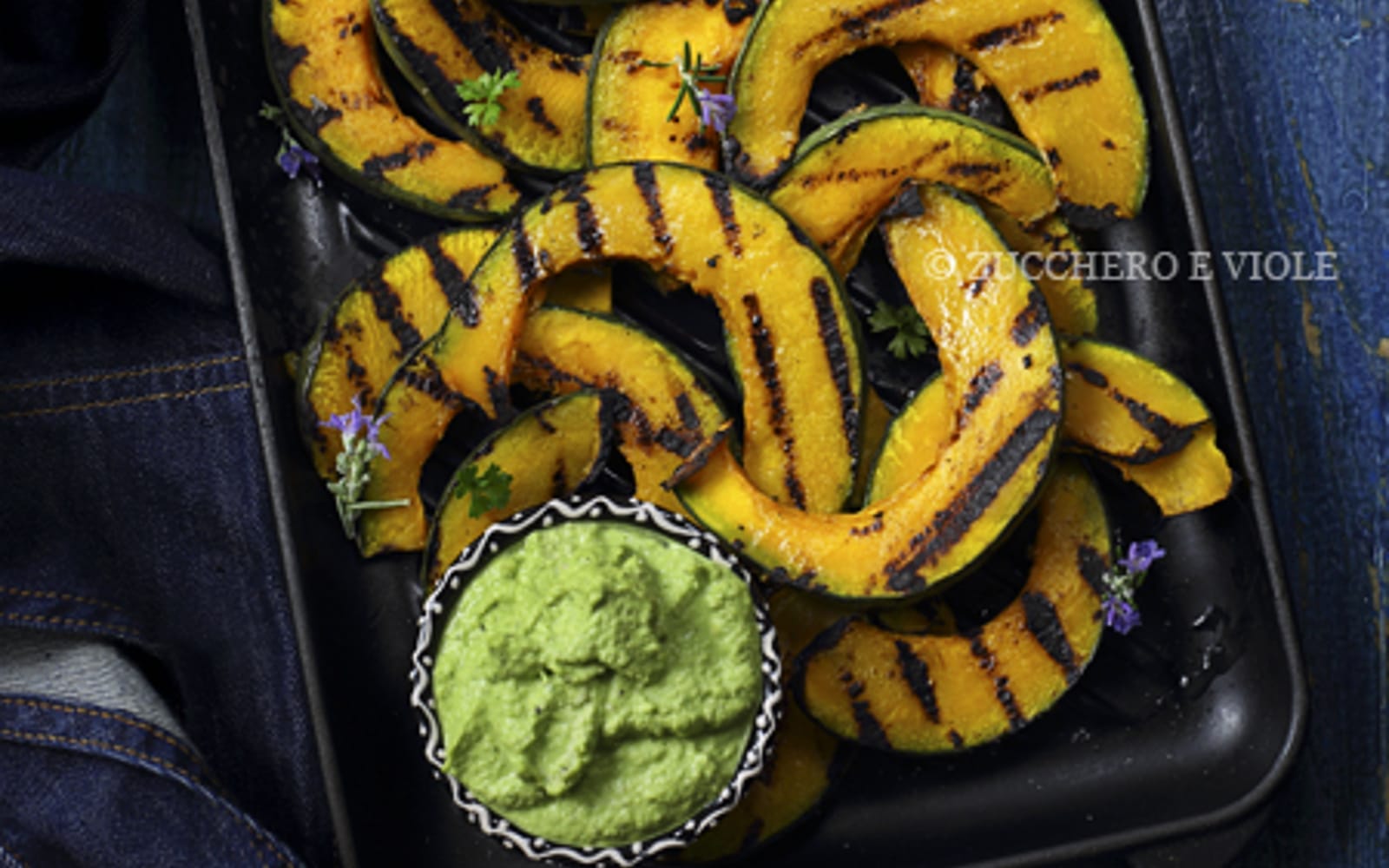 Vegan Grain-Free Grilled Pumpkin With Spinach Cauliflower Pesto