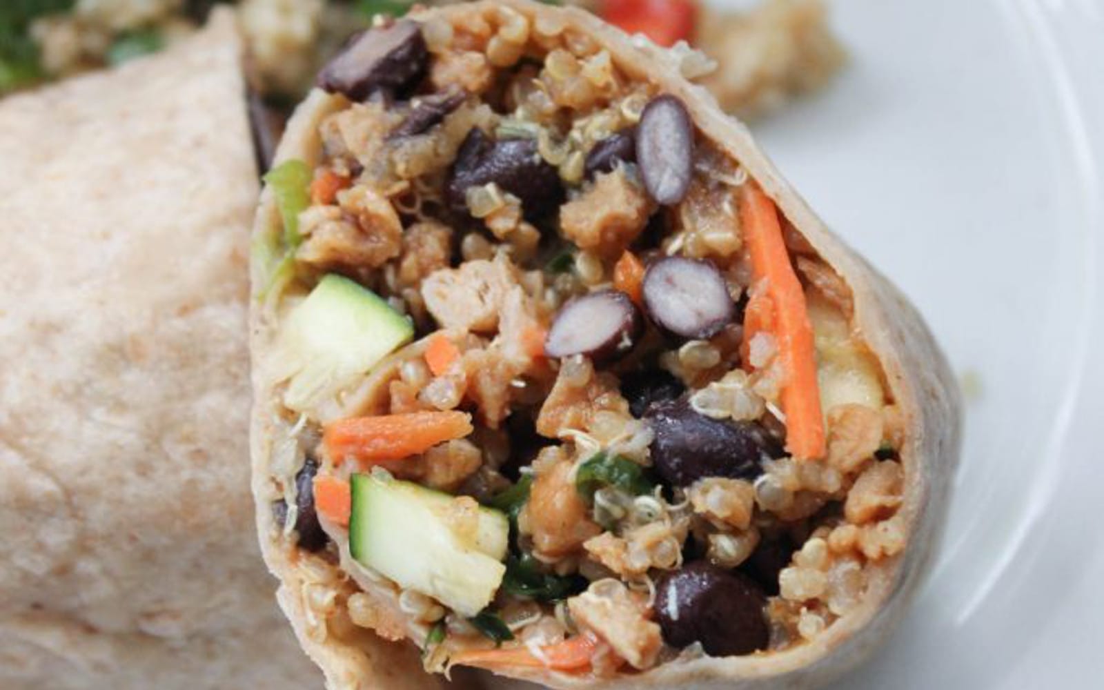 Vegan Gluten-Free Veggie Protein Burritos cut in half
