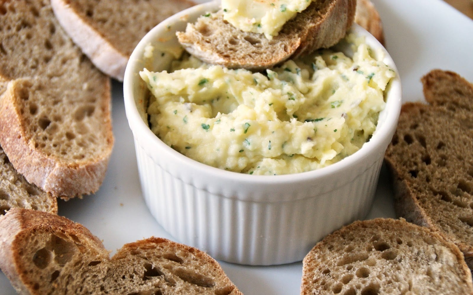 Vegan Potato Onion Cheese Spread with crostini