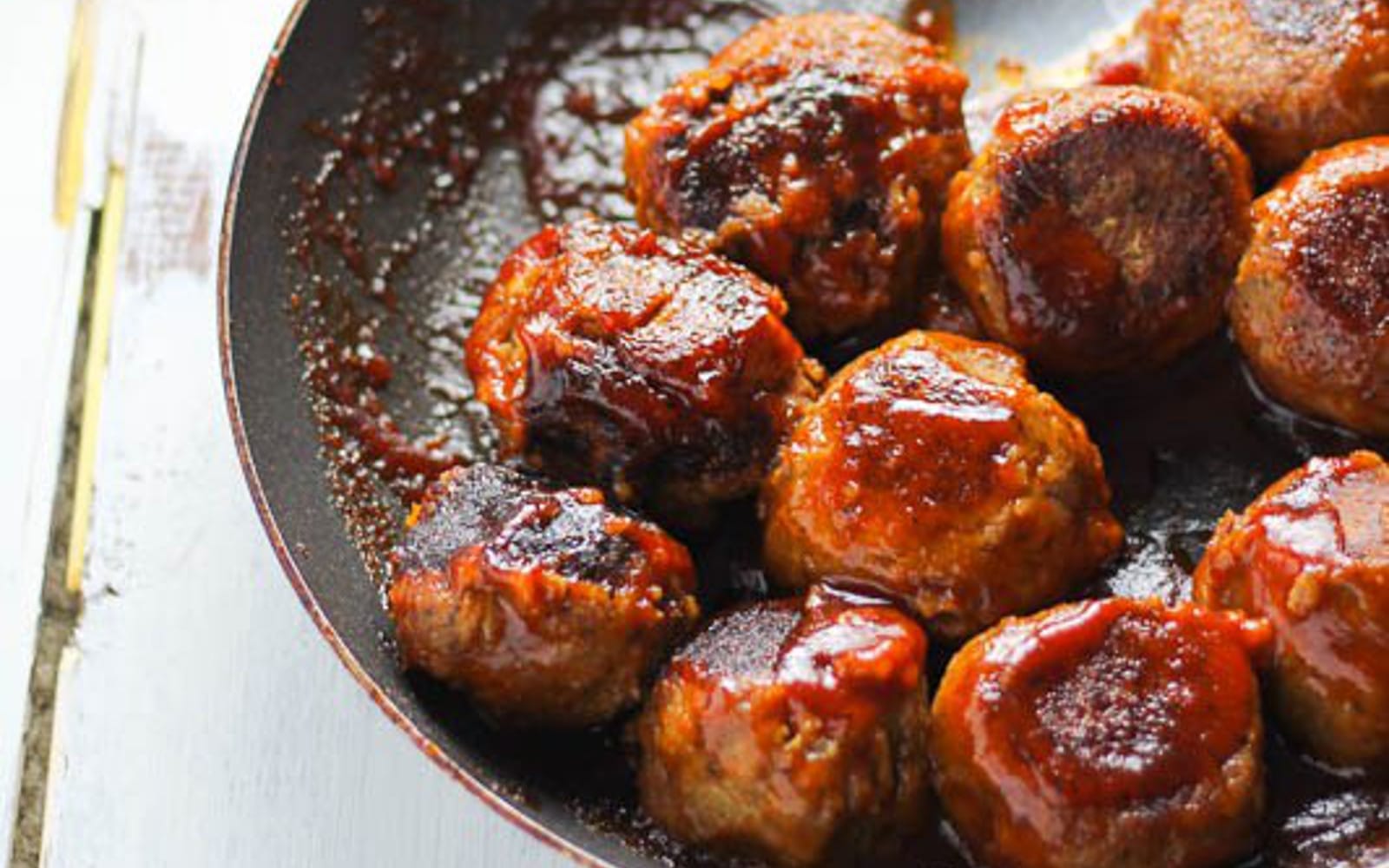 Vegan BBQ Lentil Meatballs in skillet