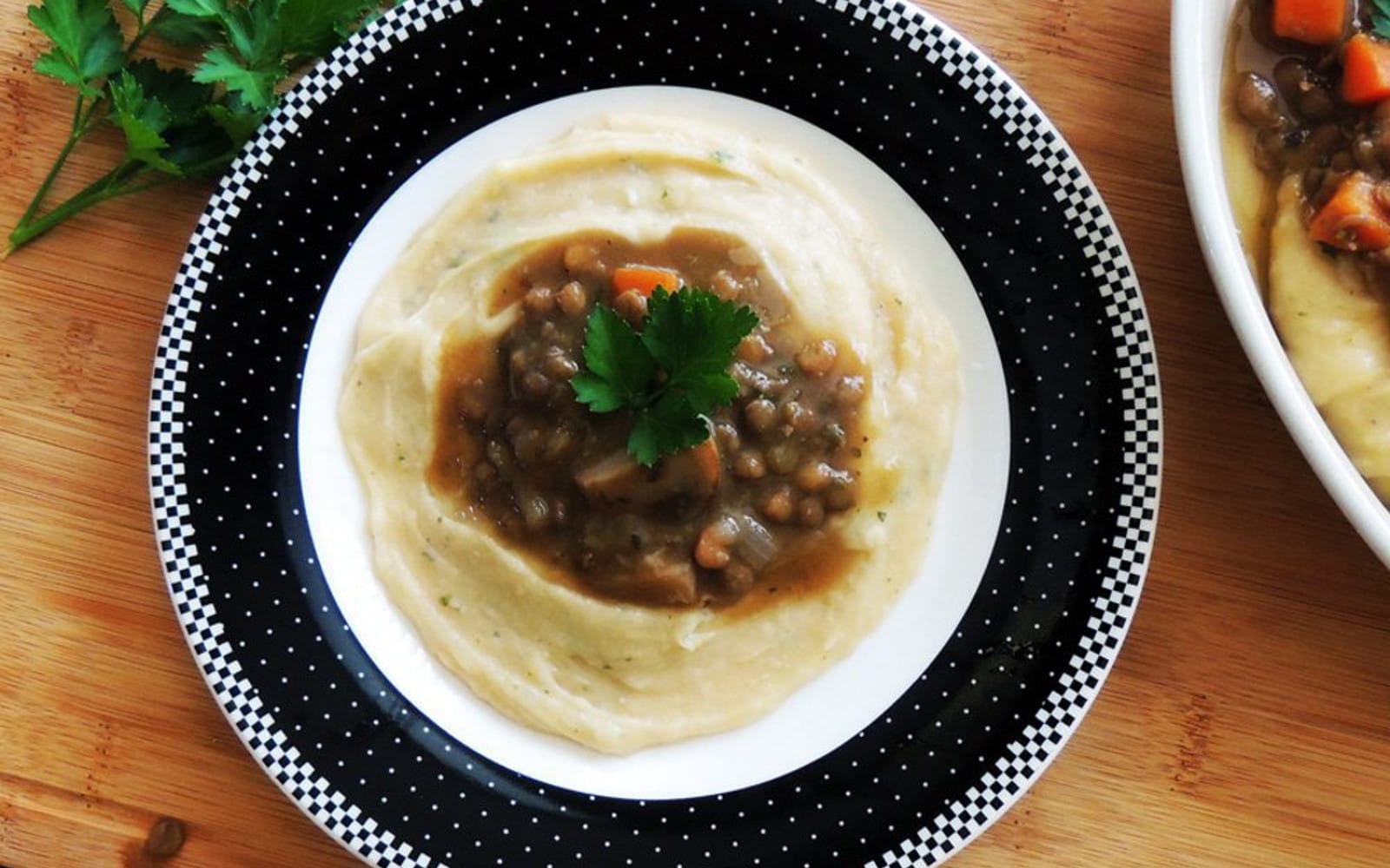 Lentils Over White Bean Mash&nbsp;