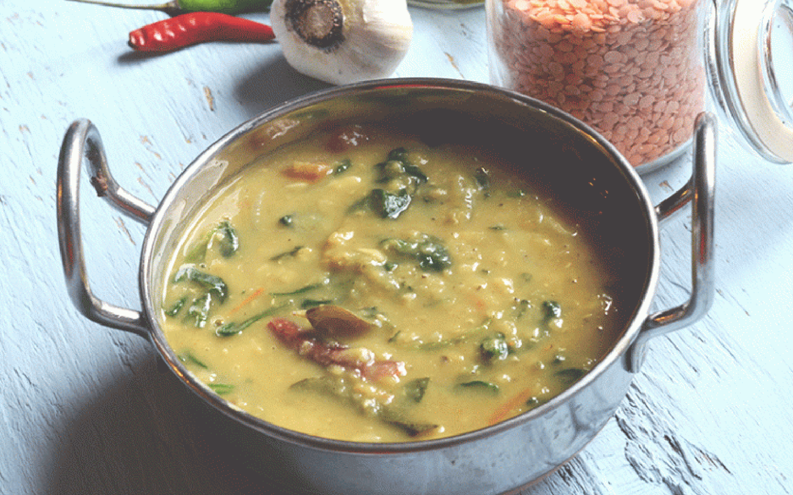 Vegan Garlic and Spinach Lentils