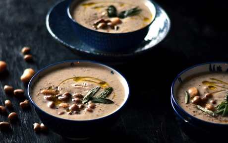 Vegan Gluten-Free Sage, Onion, White Bean Soup With Topping 2