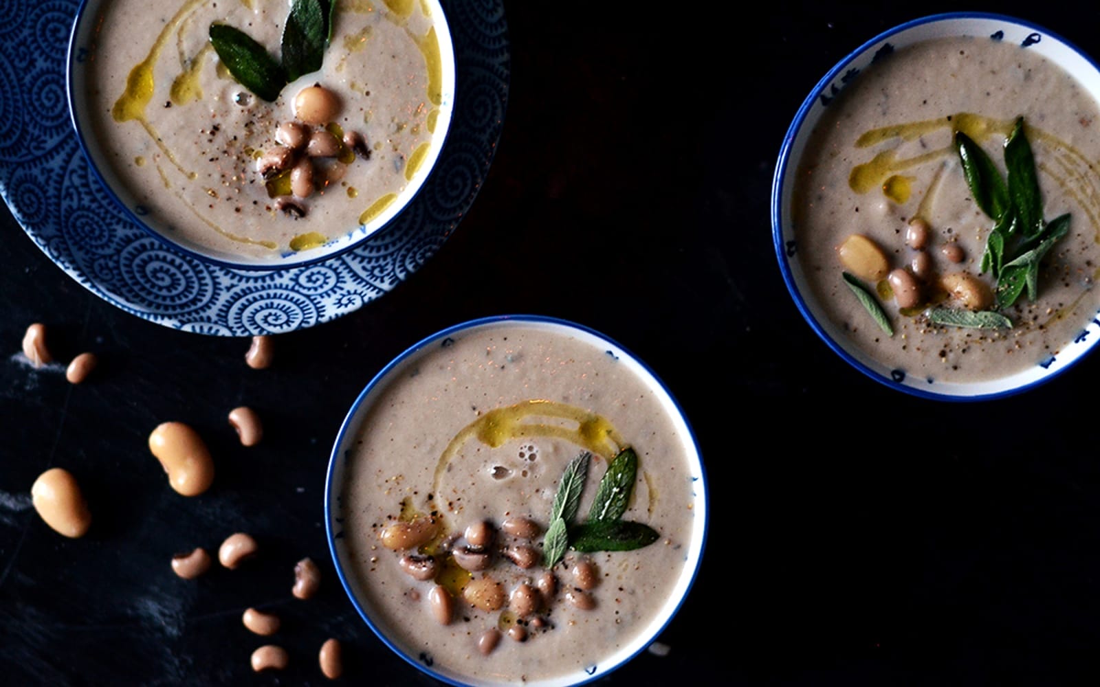 Vegan Gluten-Free Sage, Onion, White Bean Soup With Topping 1