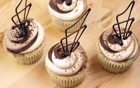 Vegan Tiramisu Cupcakes With Chocolate Geometric Shapes