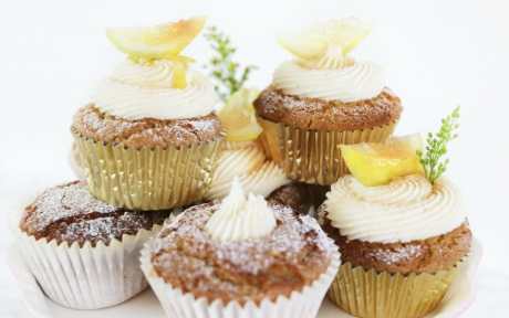 Vegan Gluten-Free Lemon Drizzle Cupcakes Stacked 