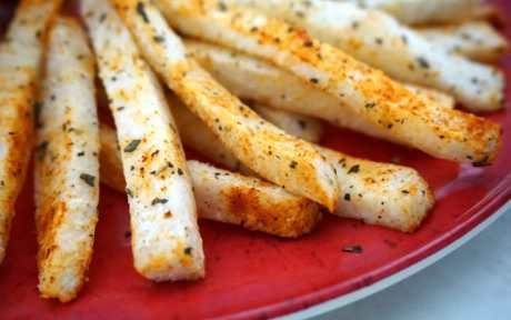 Raw Vegan Jicama Fries with spices