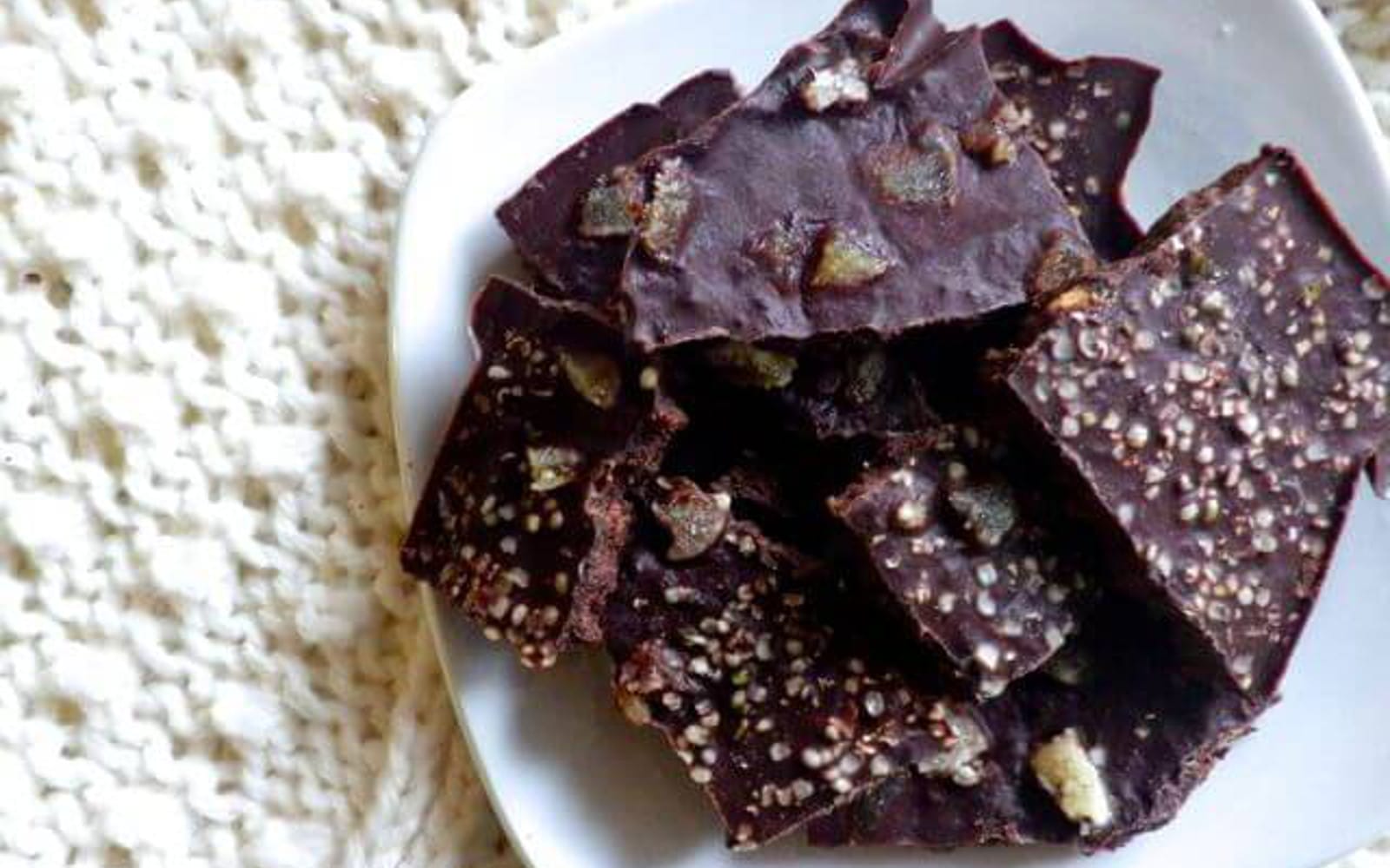 Vegan Freezer Maca Chocolate Bark with various toppings