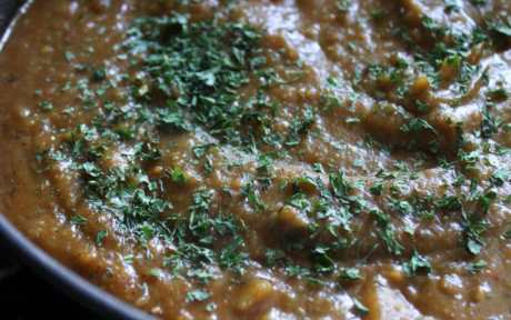 Vegan Gluten-Free Split Pea Vegetable Soup with garnish