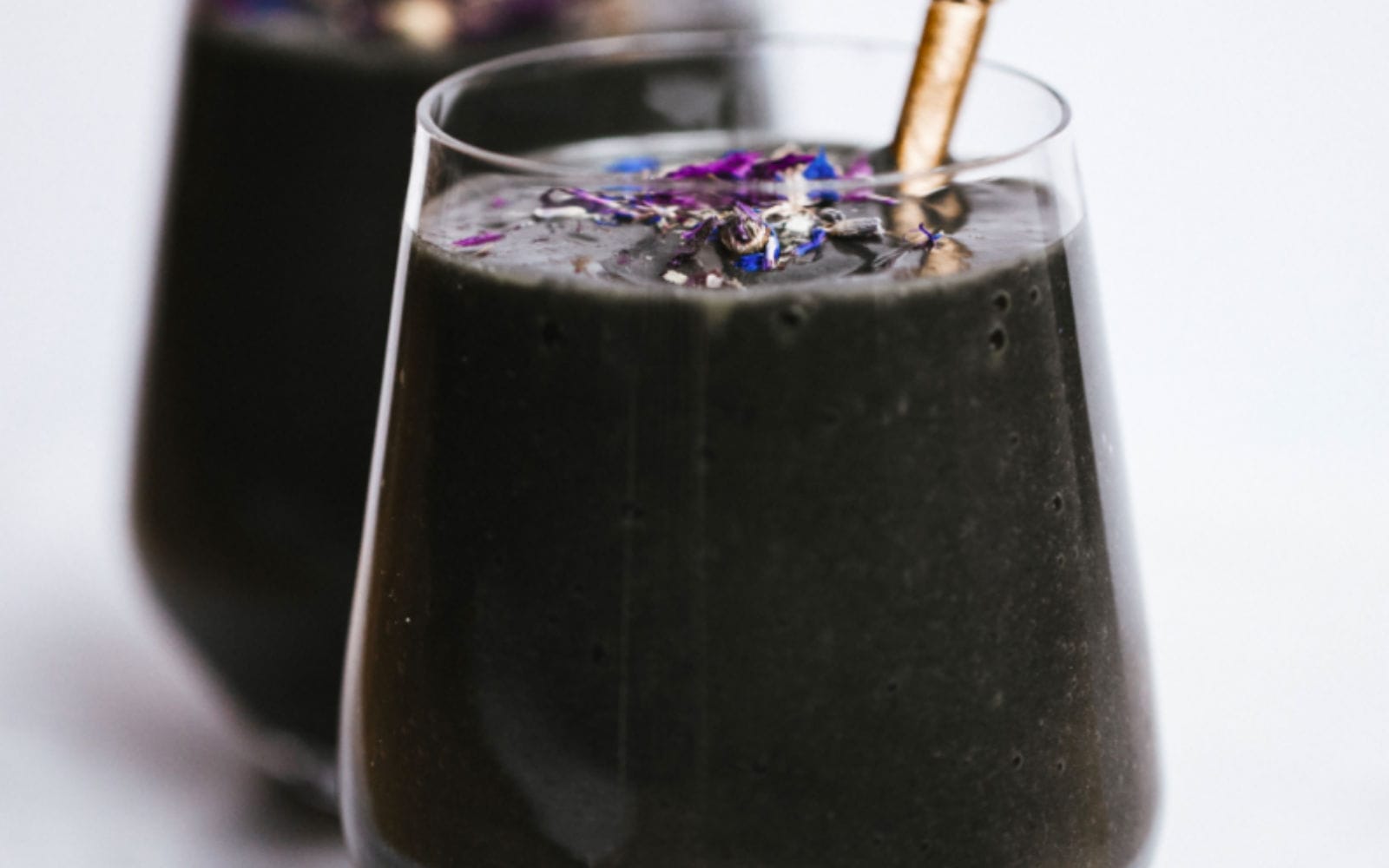Vegan Gluten-Free Black Detox Smoothie with topping