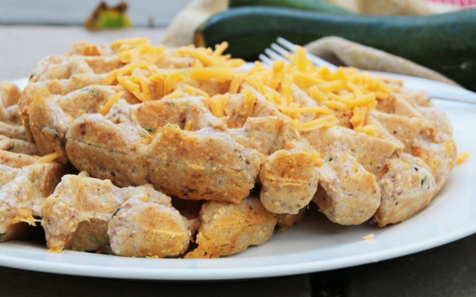 Vegan Protein-Packed Cheesy Zucchini Cornbread Waffles
