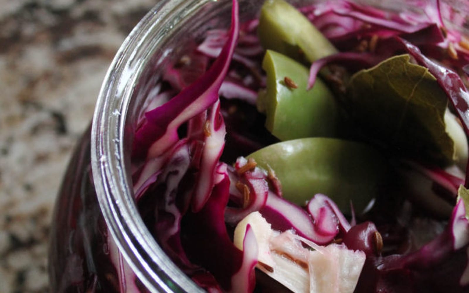 Vegan Easy Red Cabbage Pickle with jalapeno