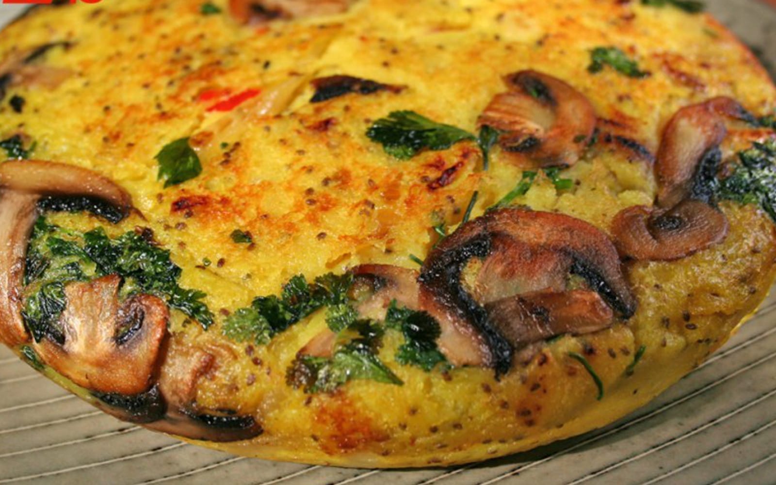 Vegan Loaded Potato Omelet with parsley peppers and vegetables