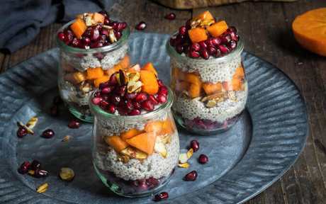 Vegan Gluten-Free Maple Cinnamon Chia Bowl with fruit toppings