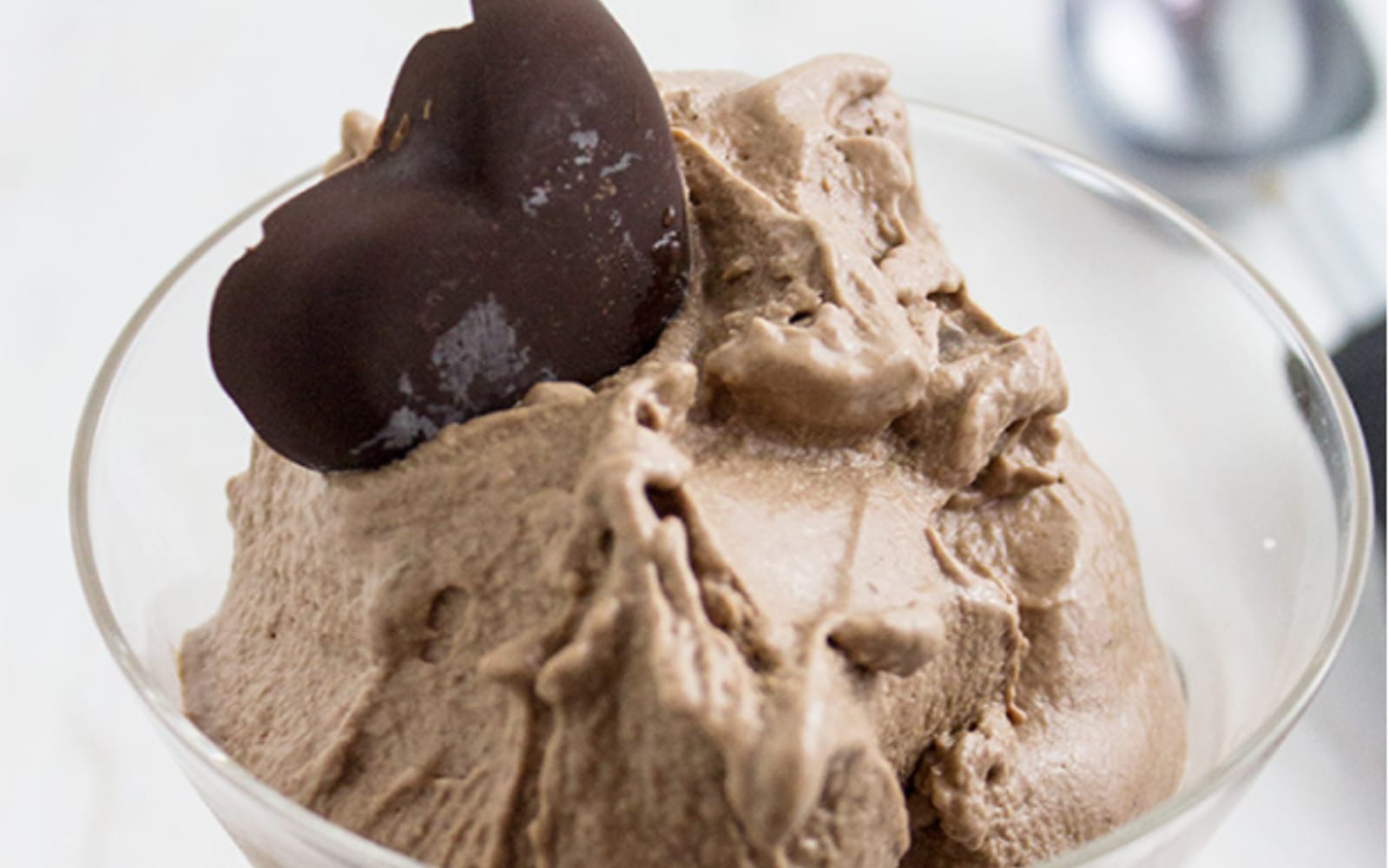 Vegan Paleo Chocolate Ice Cream with chocolate topping