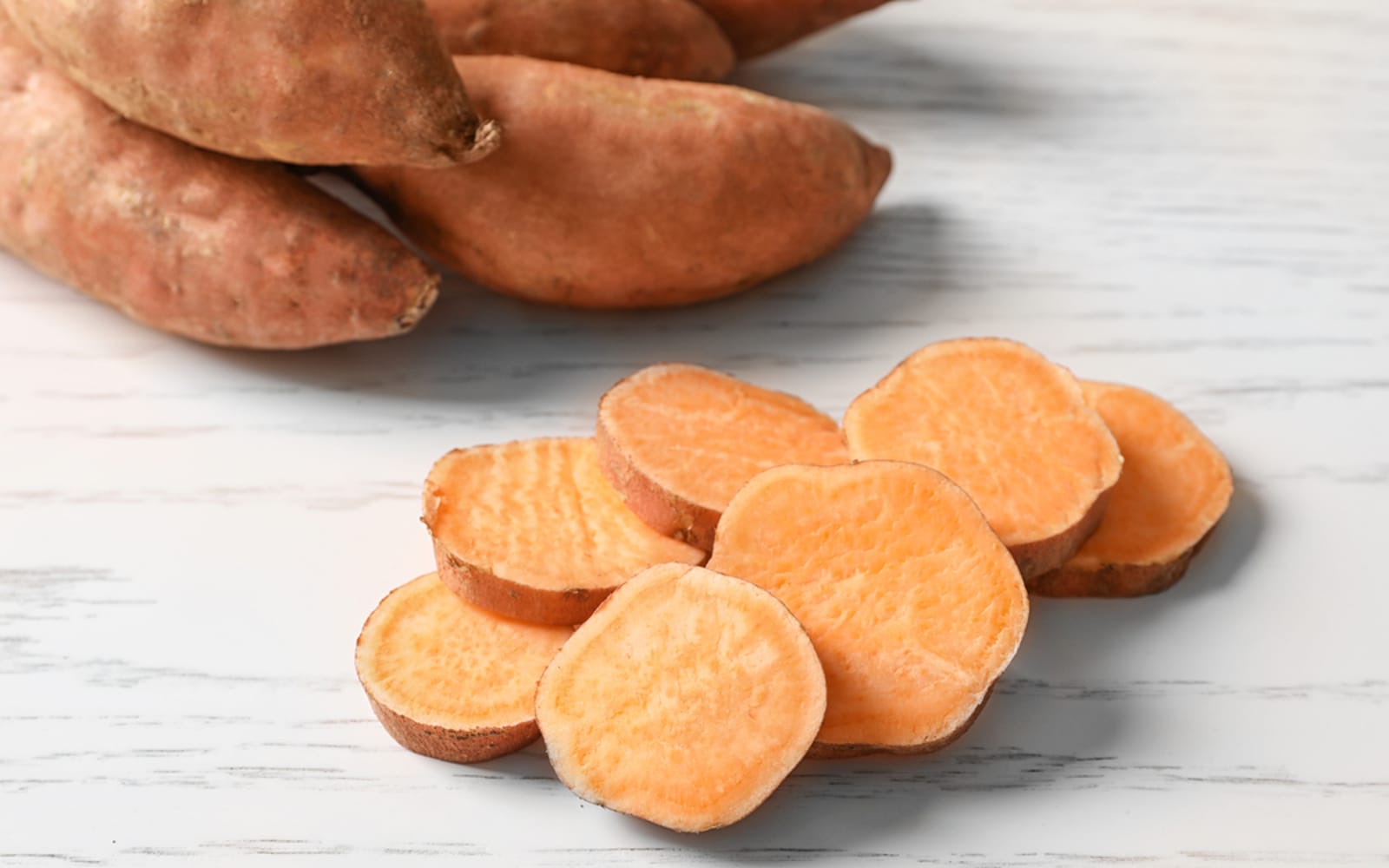 Vegan Raw Sweet Potato in slices