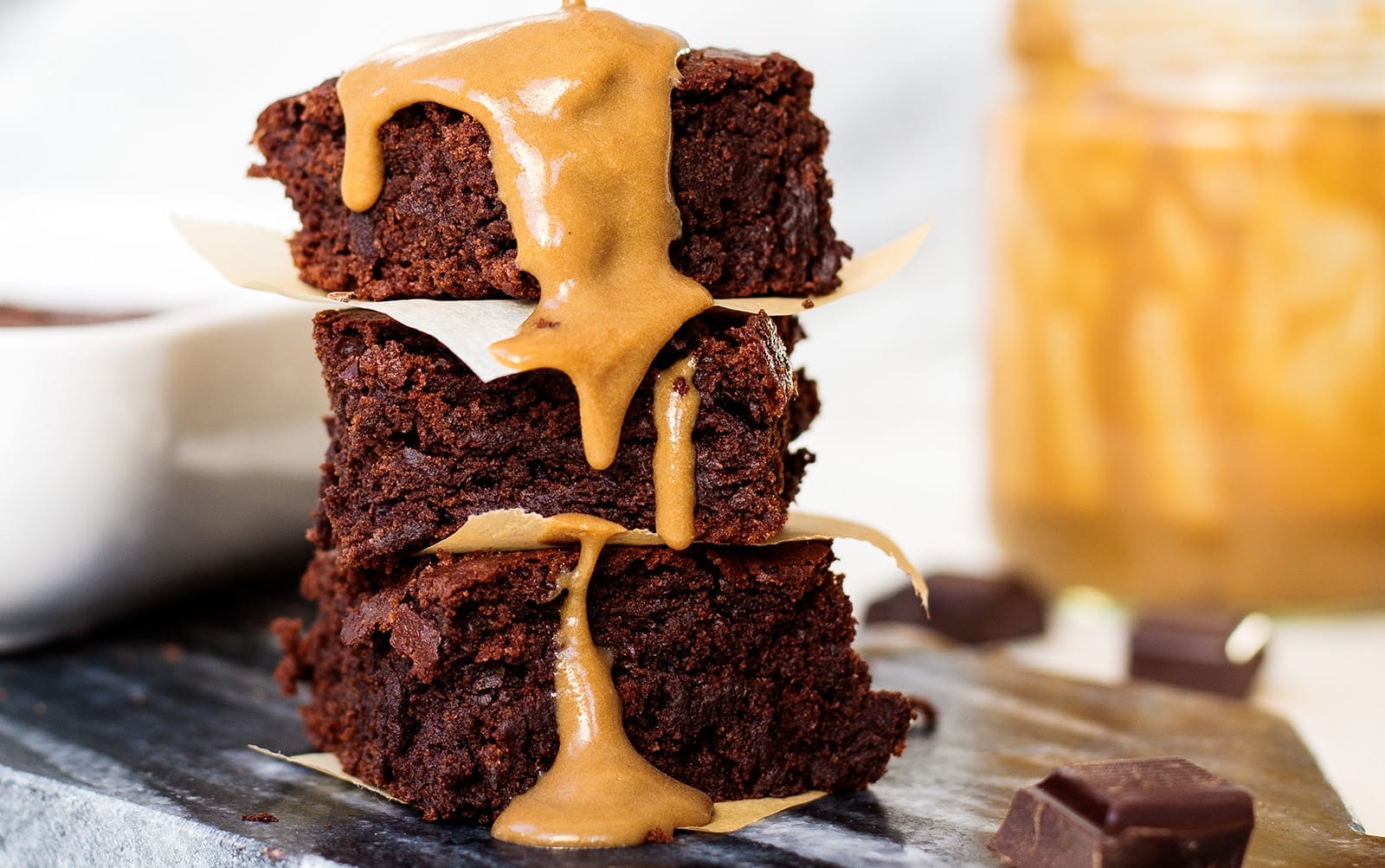 nut-free salted caramel brownies