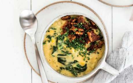 Vegan Yellow Split Pea Chowder With Corn