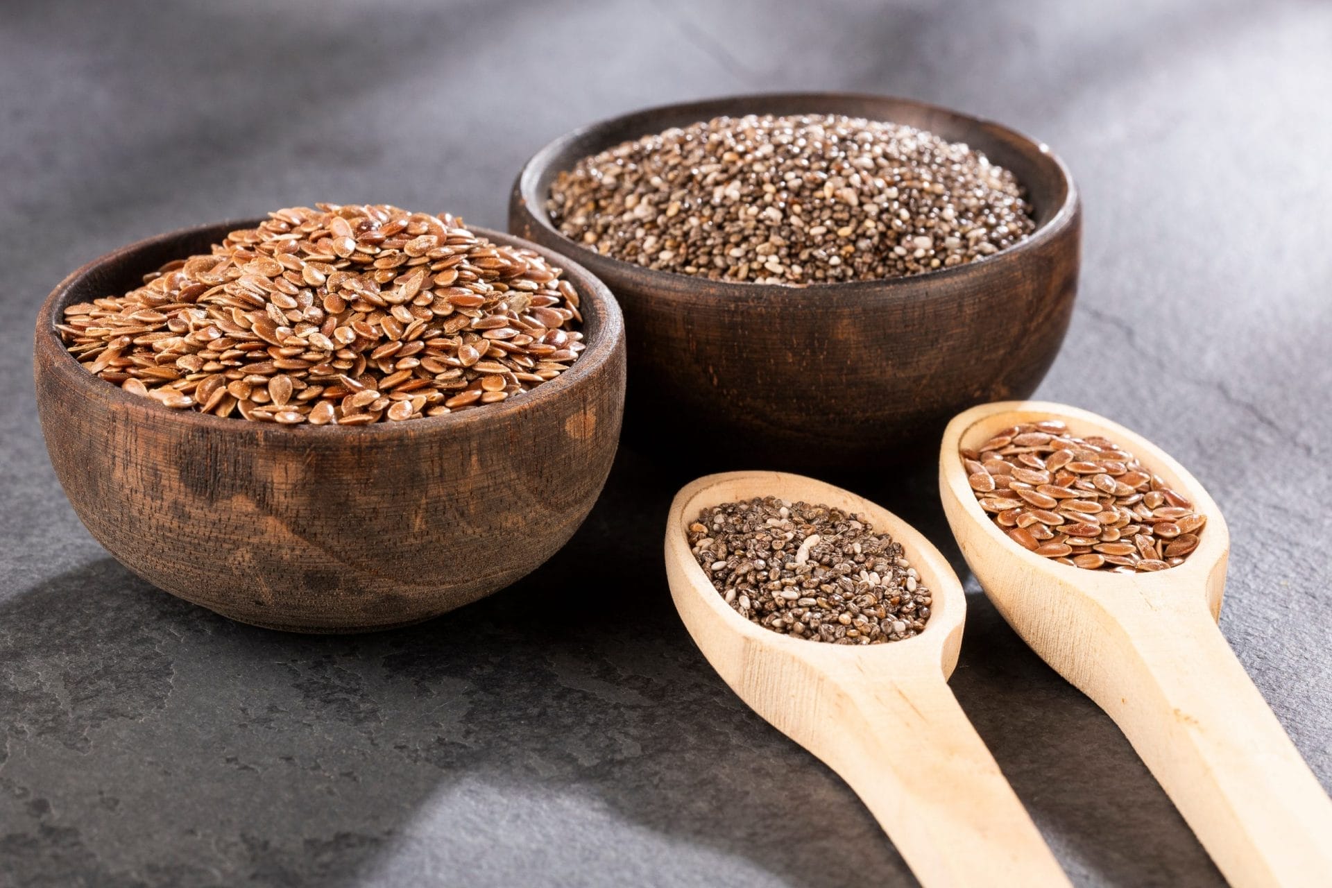 flaxseeds and chia seeds