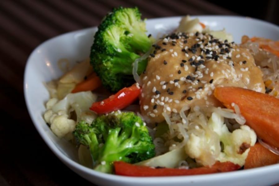 Kelp Noodles in Peanut-Miso Sauce