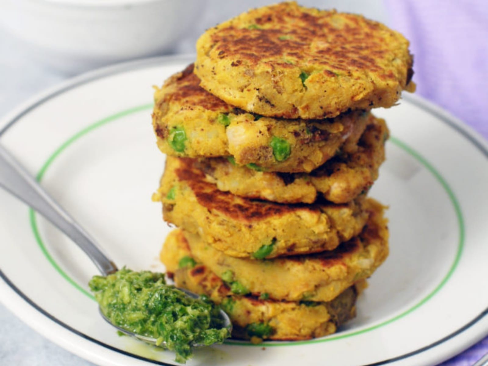 Samosa Potato and Chickpea Patties with Cilantro Chutney