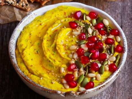 Roasted Carrot Hummus with Turmeric