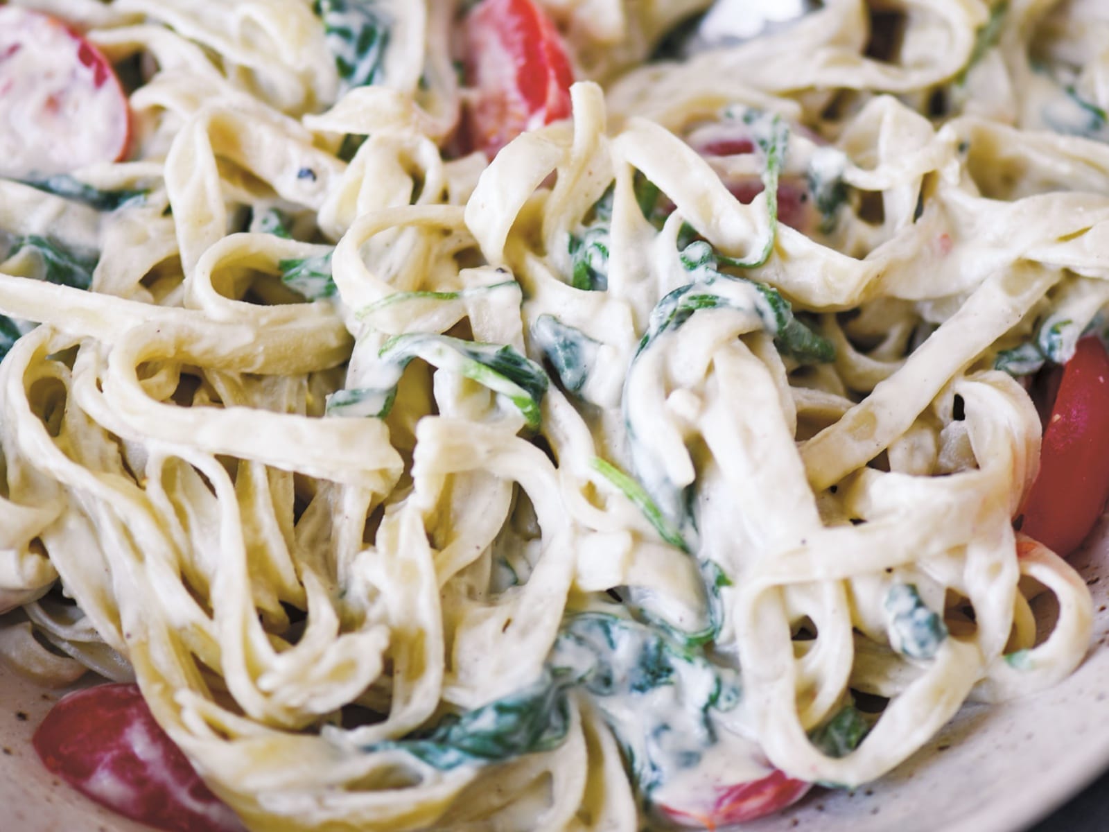 Spinach Pasta with Zucchini-Nut Sauce