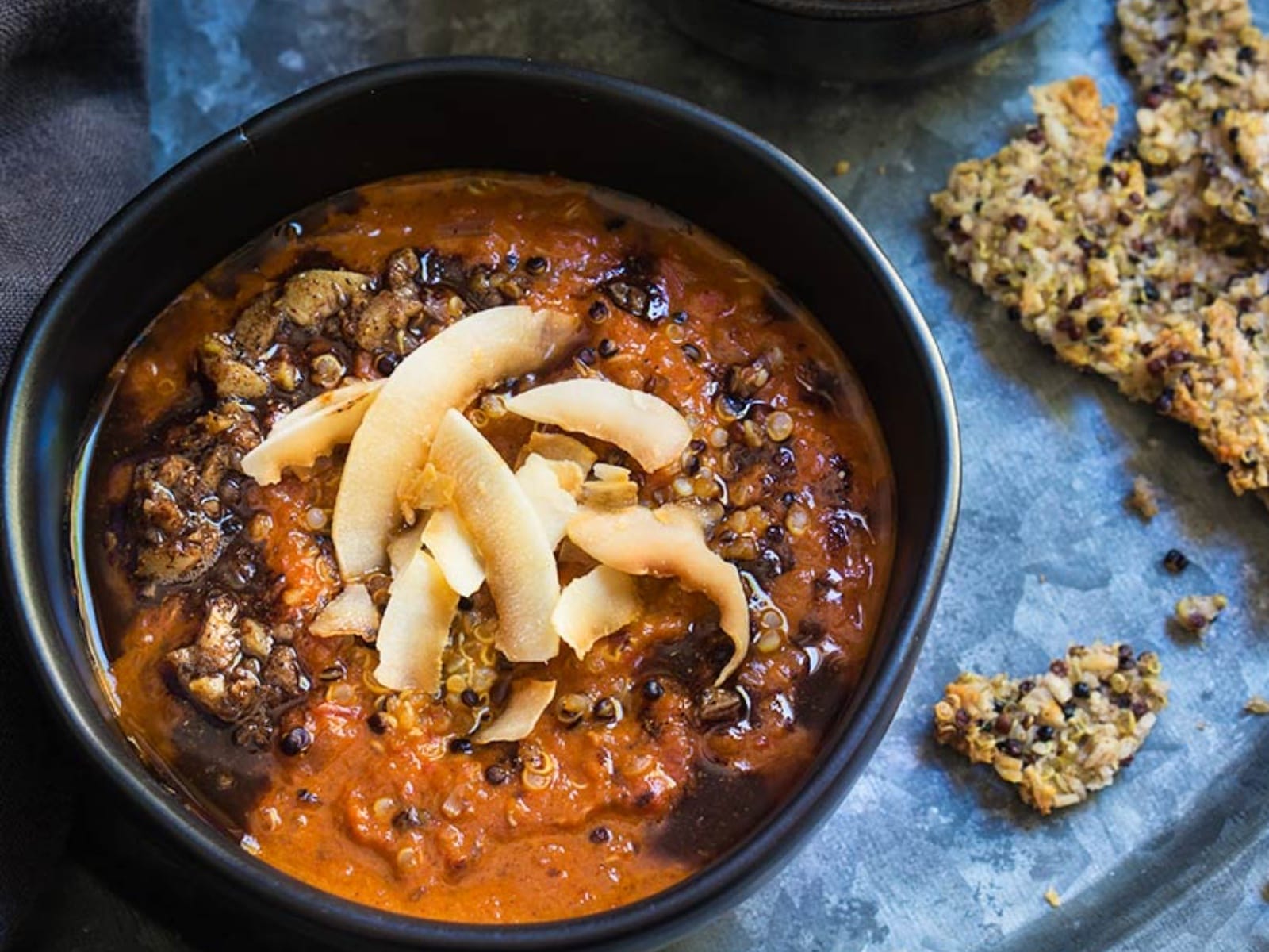 Roasted Tomato Coconut and Quinoa Soup