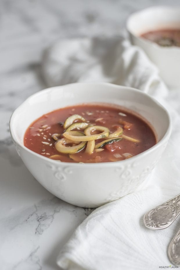 Tomato Zoodles Soup [Vegan, Paleo]