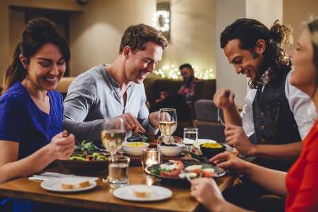 Friends dining out