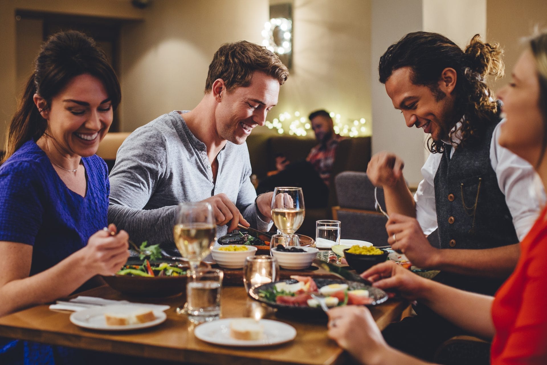 Friends dining out