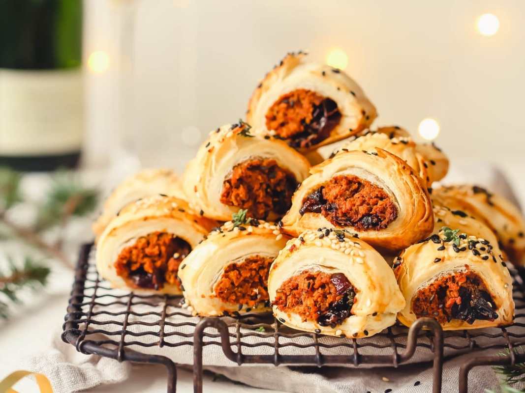 Sausage Rolls with Sweet Potato and Caramelized Onion