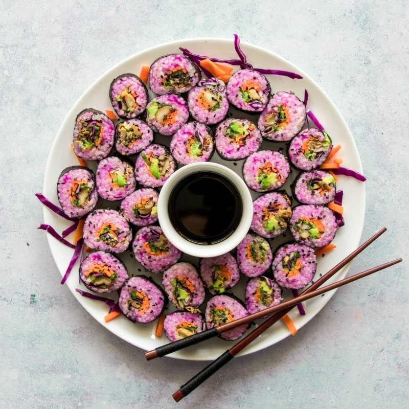 Pink Oyster Mushroom Maki Rolls