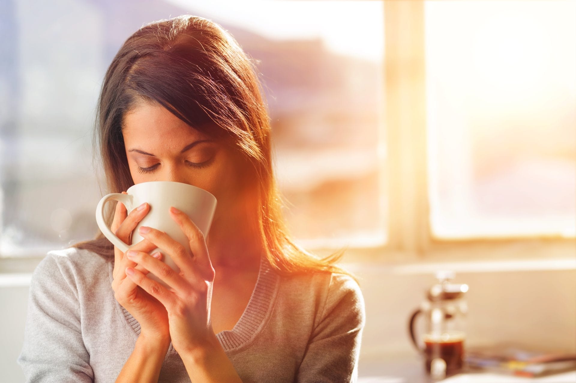 Woman drinking coffee