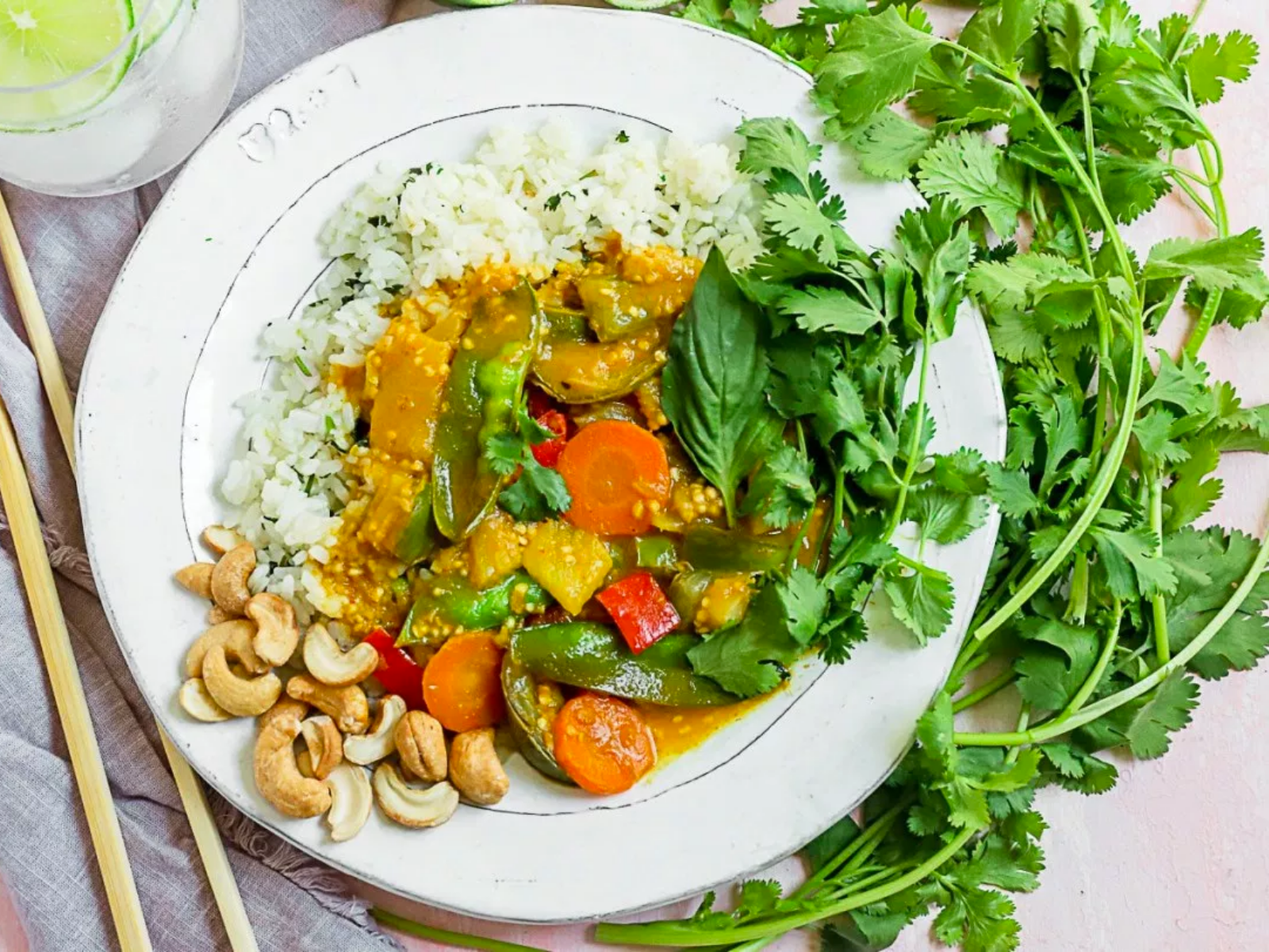 Vegan Thai pineapple yellow curry with vegetables