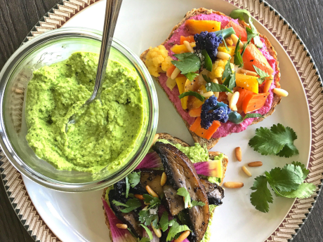 creamy vegan miso cilantro edamame dip