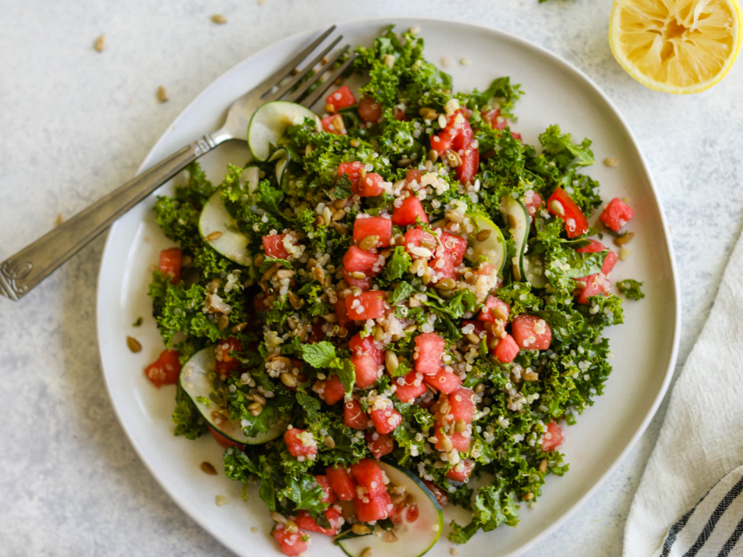 Vegan Watermelon Quinoa Kale Salad 