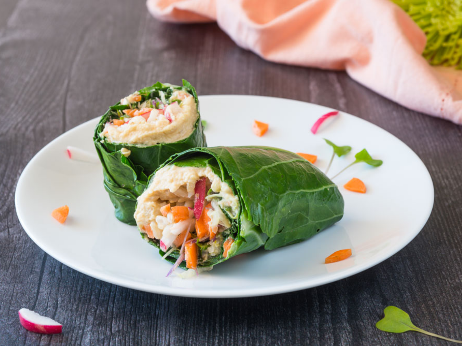vegan collard greens hummus wrap