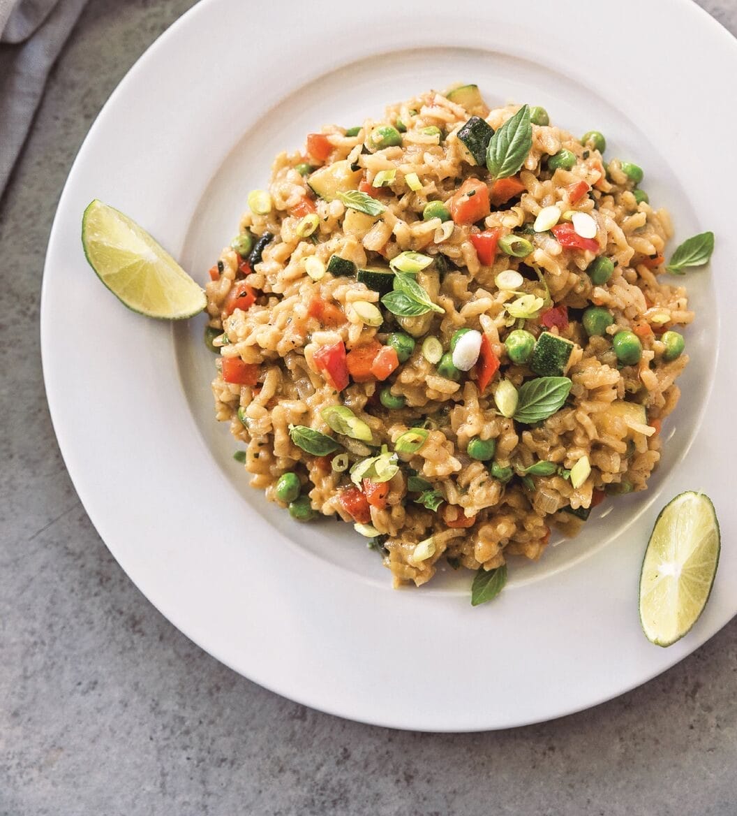 vegan Italian and Indian Green Curry Lemongrass Risotto