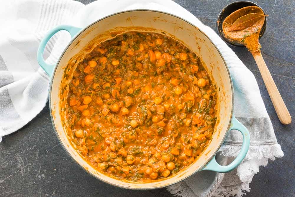 vegan chickpea spinach stew
