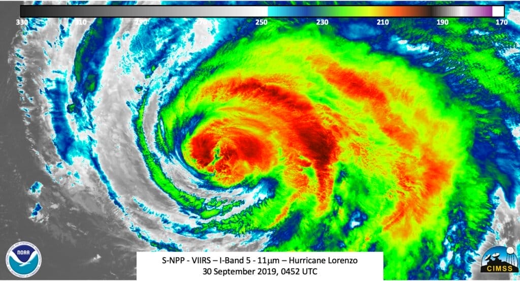 NOAA Satellite Image of Hurricane Lorenzo