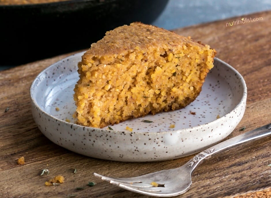 Vegan Cornbread slice gluten free