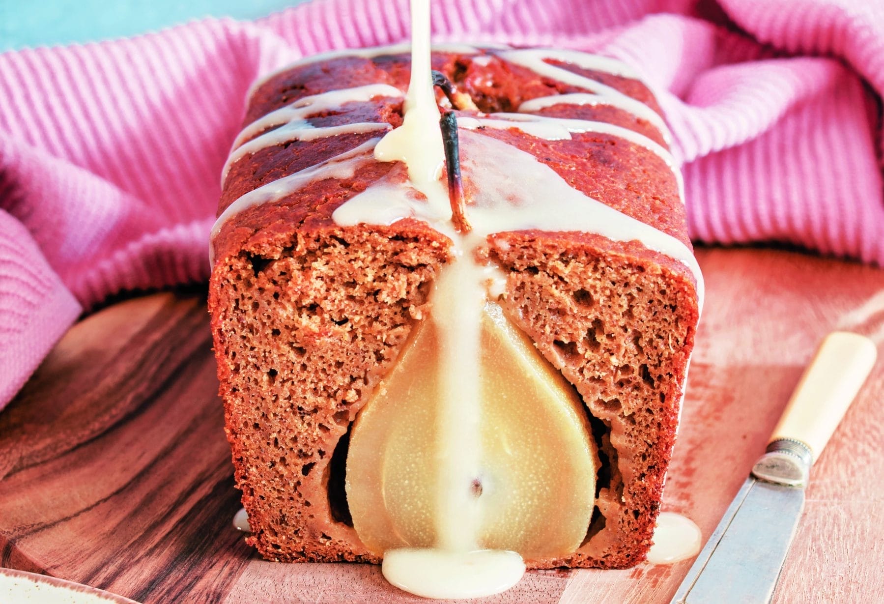 Vegan Poached Pear Chai Bread