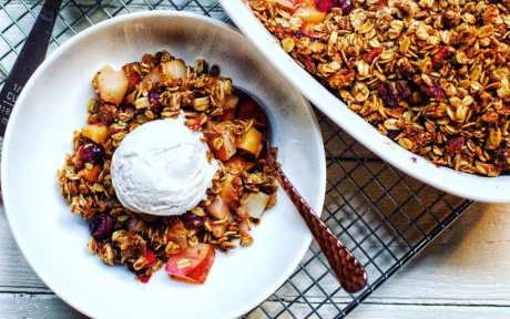 apple pear cranberry gingerbread crisp