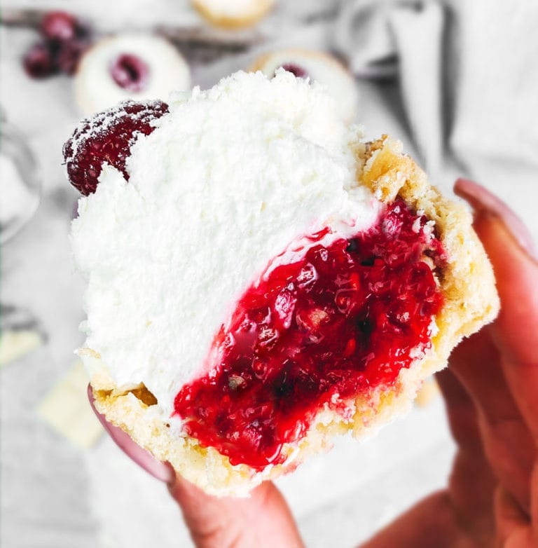 vegan raspberry white chocolate tarts