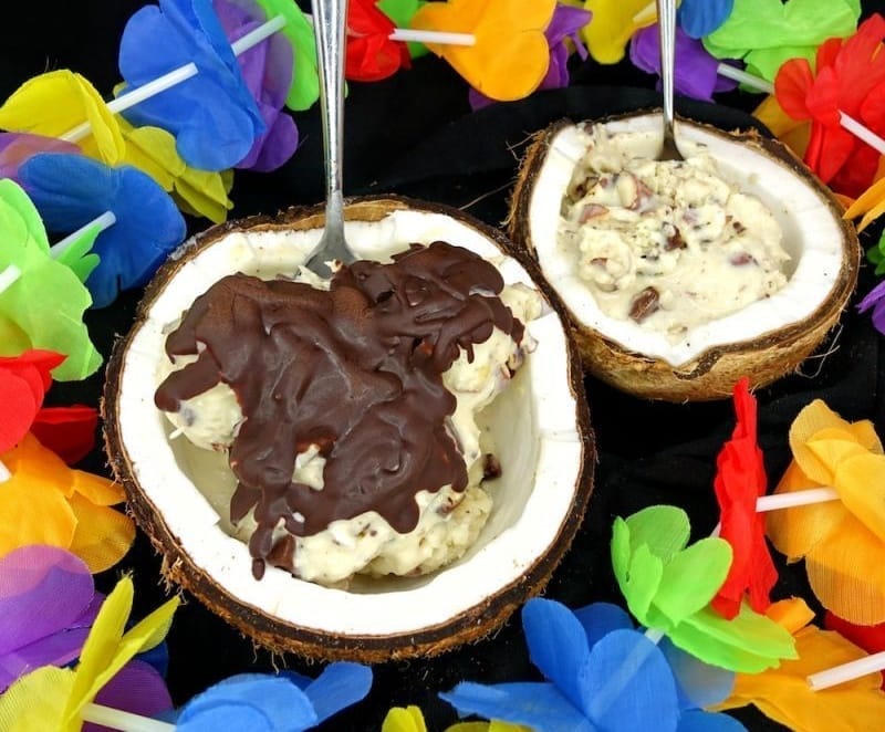 Almond Joy Ice Cream wtih Dark Chocolate Shell