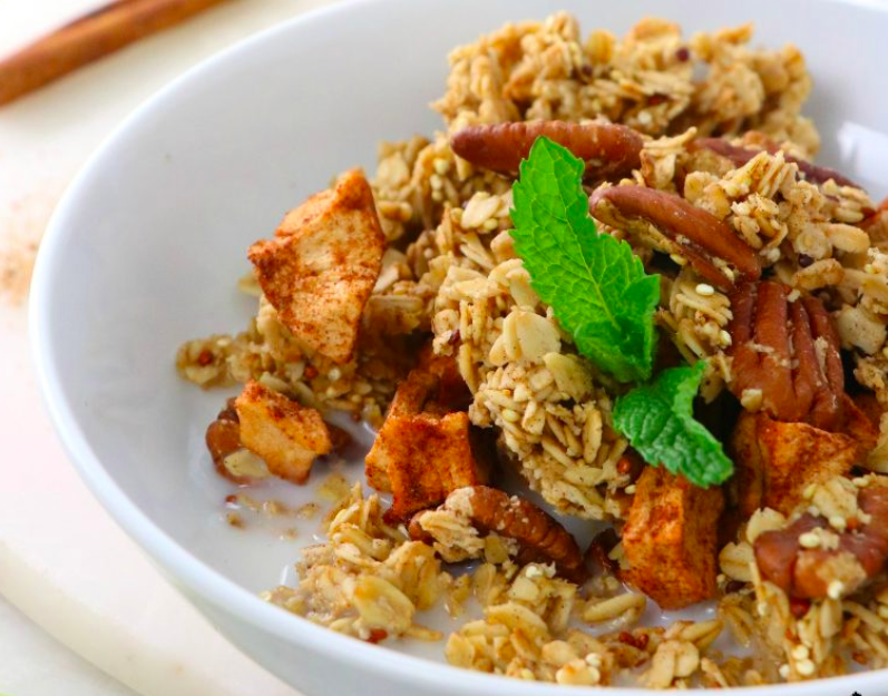 Vegan Apple Pie Granola with Toasted Pecans and Quinoa