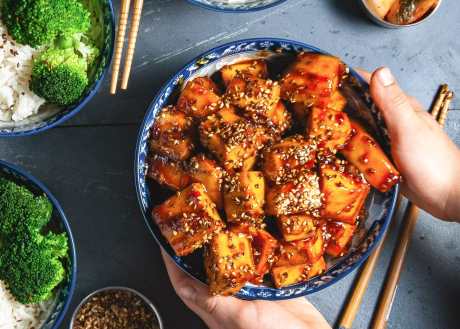 sesame, tofu, sticky food, delicious, tasty, yummy, delicious, orange, orange flavor